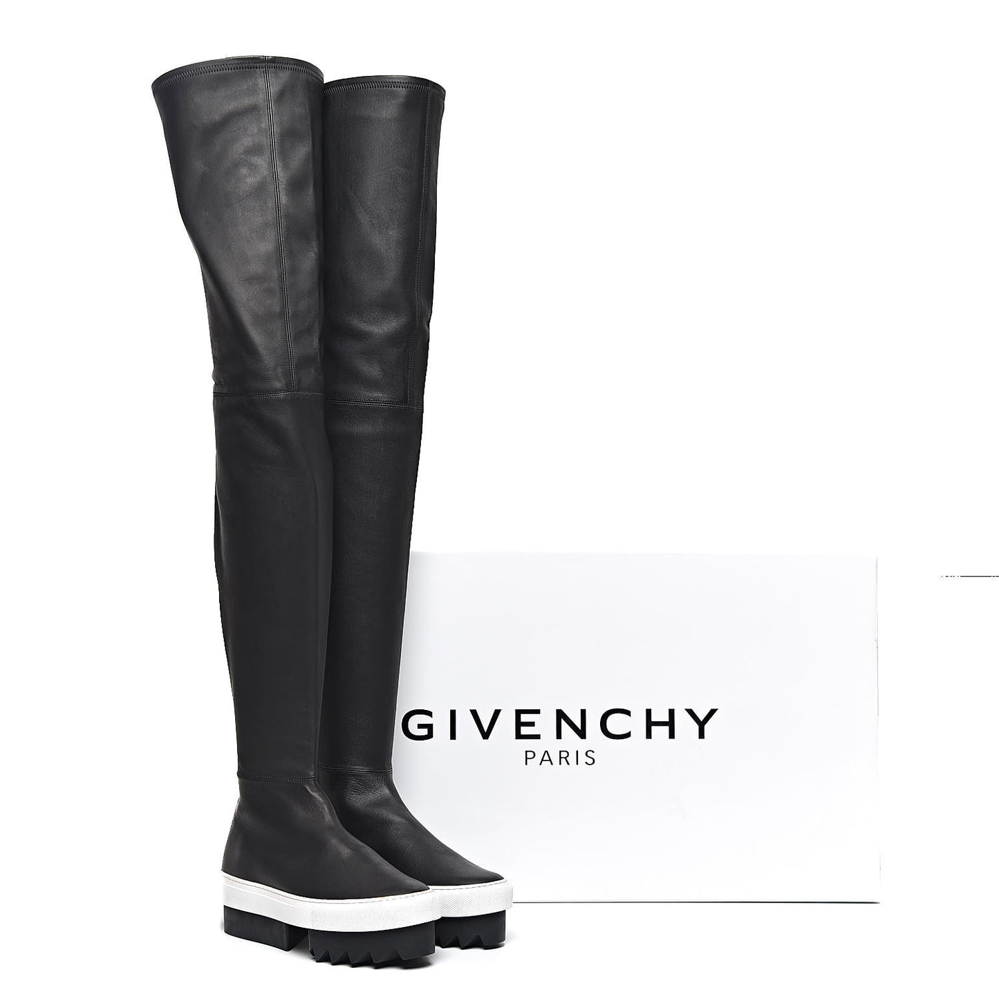 Lambskin Platform Over The Knee Boots 37.5 Black