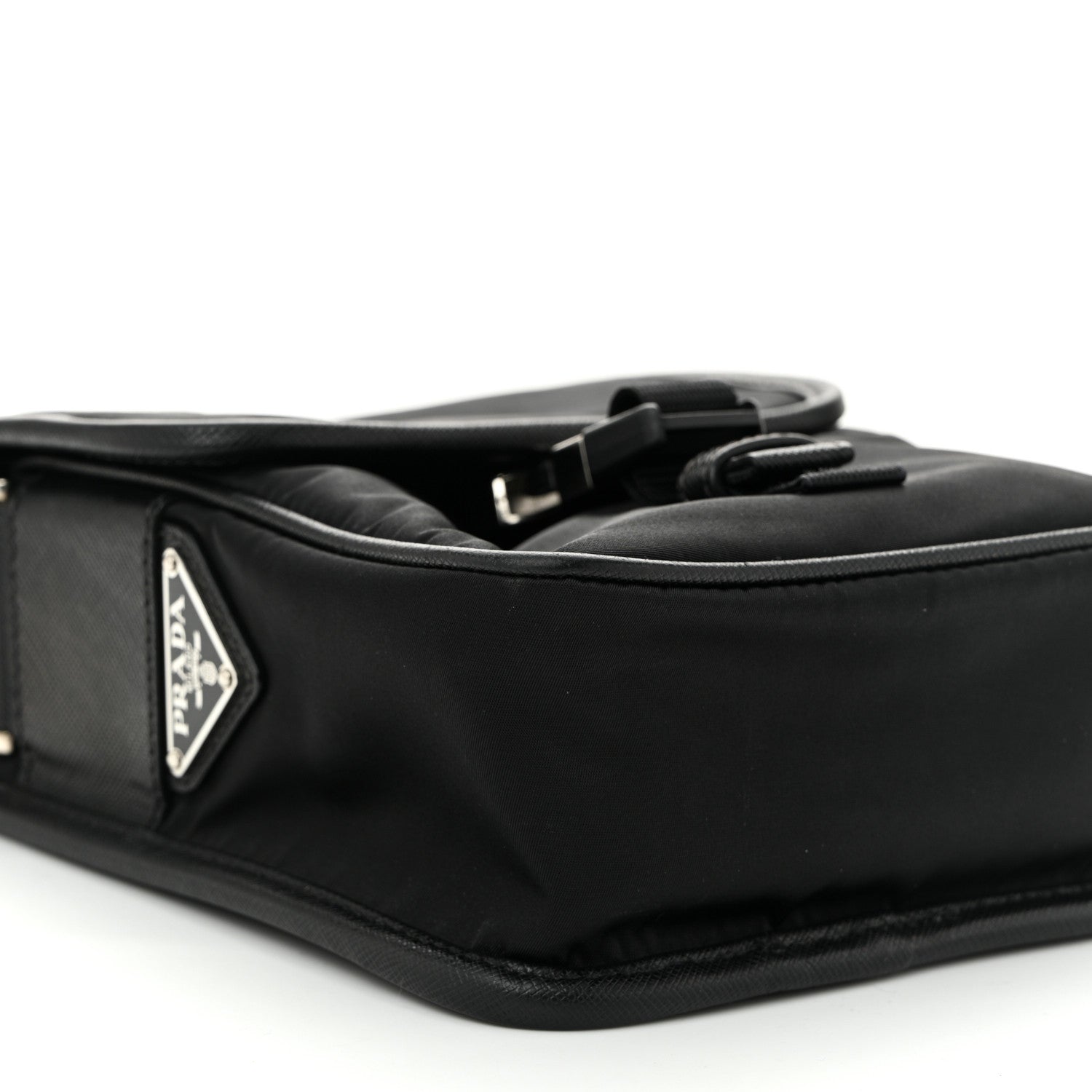 Prada Tessuto Nylon Saffiano Logo Messenger Bag Black 8 of 9