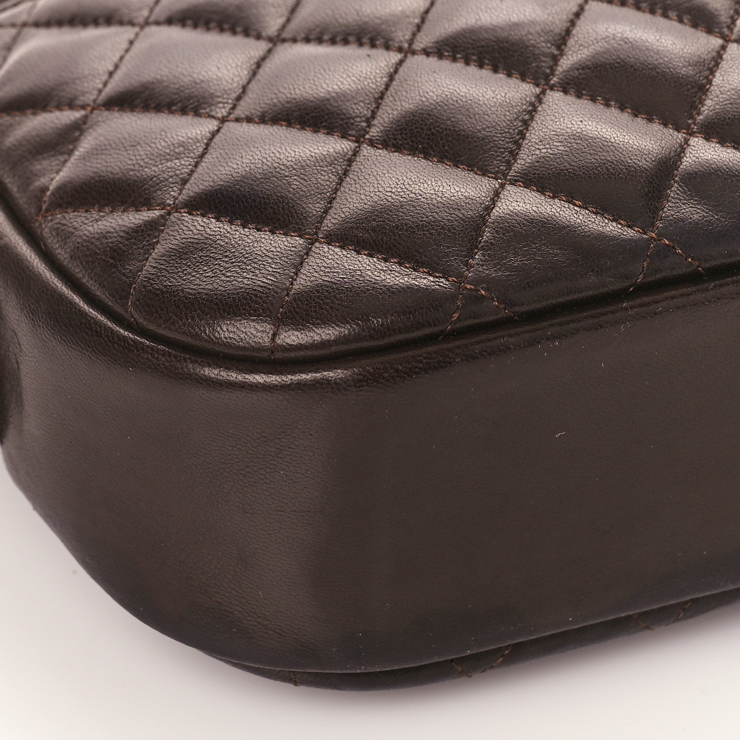 Chanel Lambskin Quilted Camera Case Brown 8 of 12