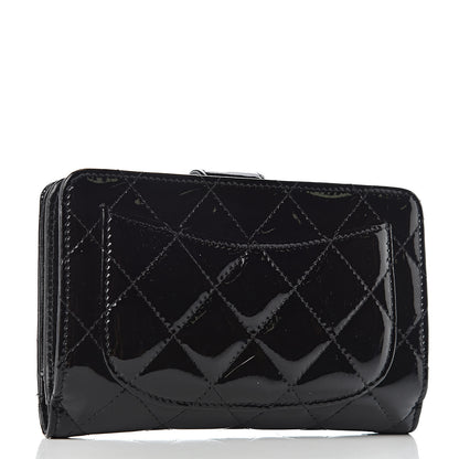 Chanel Patent Quilted Zip Pocket Wallet Black 3 of 11