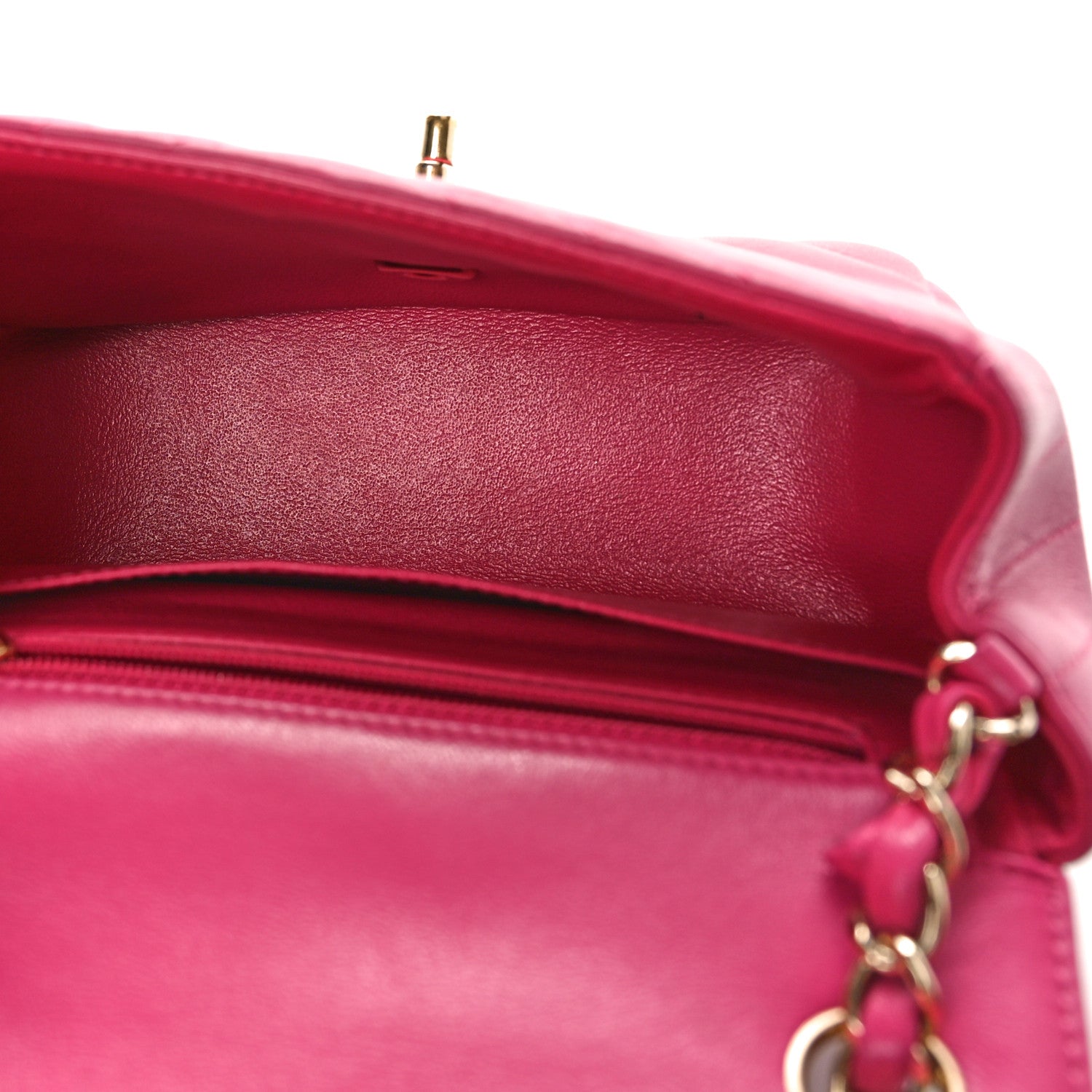 Chanel Lambskin Chevron Quilted Mini Square Flap Fuchsia 4 of 12