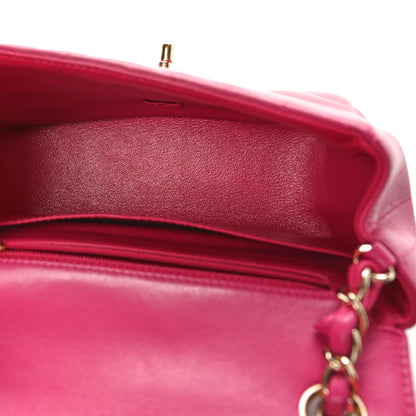 Chanel Lambskin Chevron Quilted Mini Square Flap Fuchsia 4 of 12
