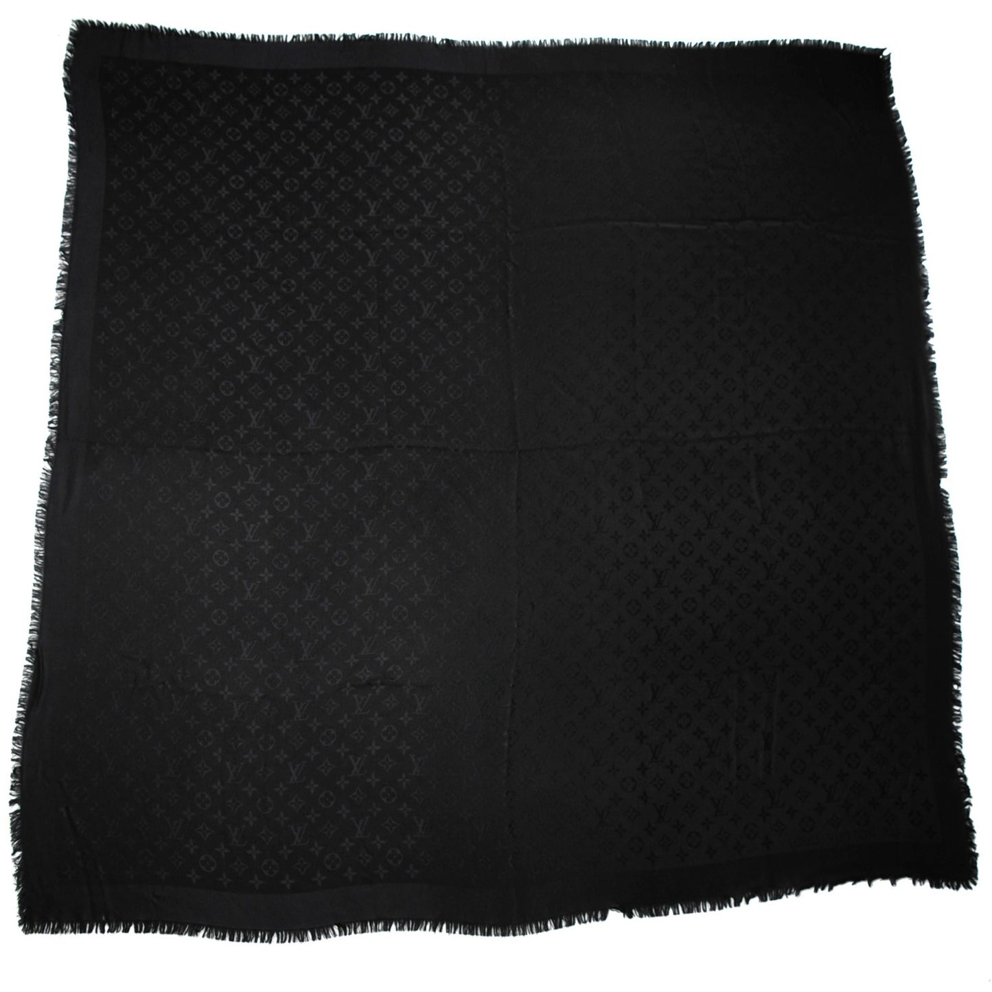 Silk Wool Monogram Shawl Black