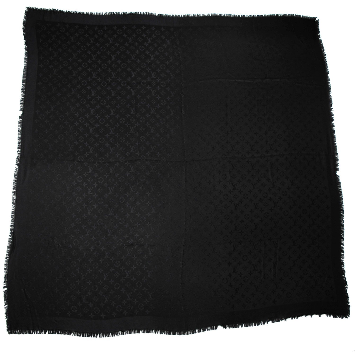 Louis Vuitton Silk Wool Monogram Shawl Black 3 of 6