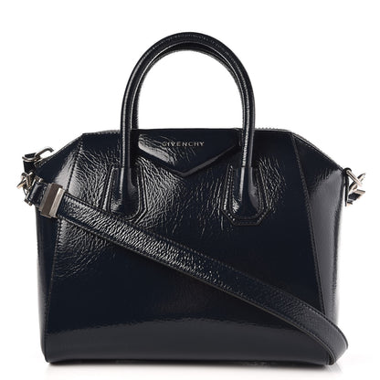 Givenchy Crinkled Patent Deerskin Small Antigona Deep Blue 1 of 9