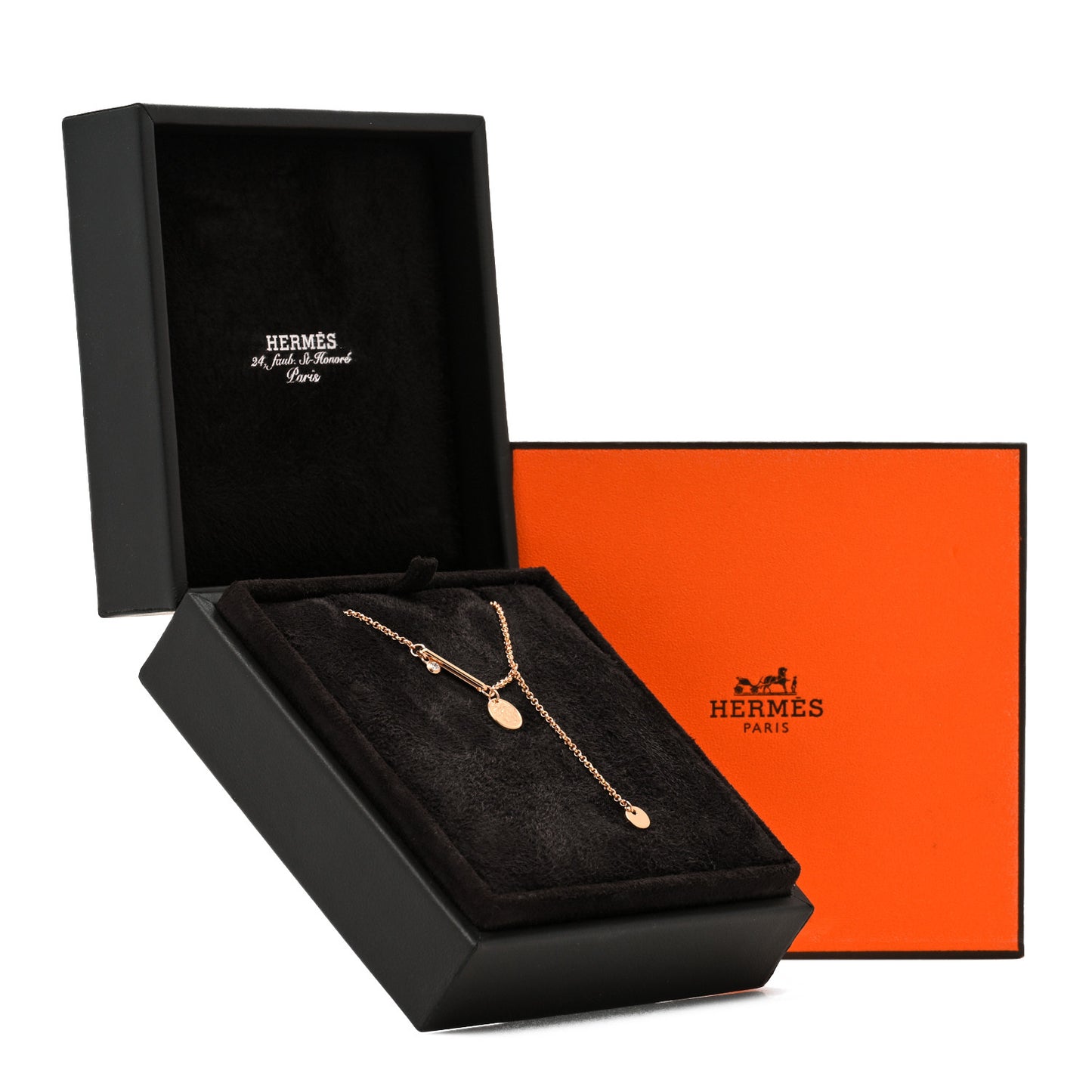 18K Rose Gold Diamond TPM Ex-Libris Pendant Necklace