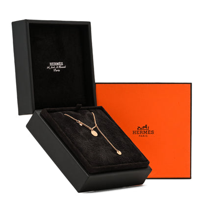 Hermes 18K Rose Gold Diamond TPM Ex-Libris Pendant Necklace 6 of 6