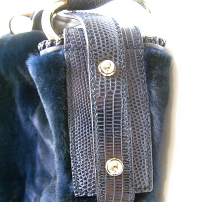 Gucci Mink Fur Large Horsebit Chain Hobo Navy 11 of 11