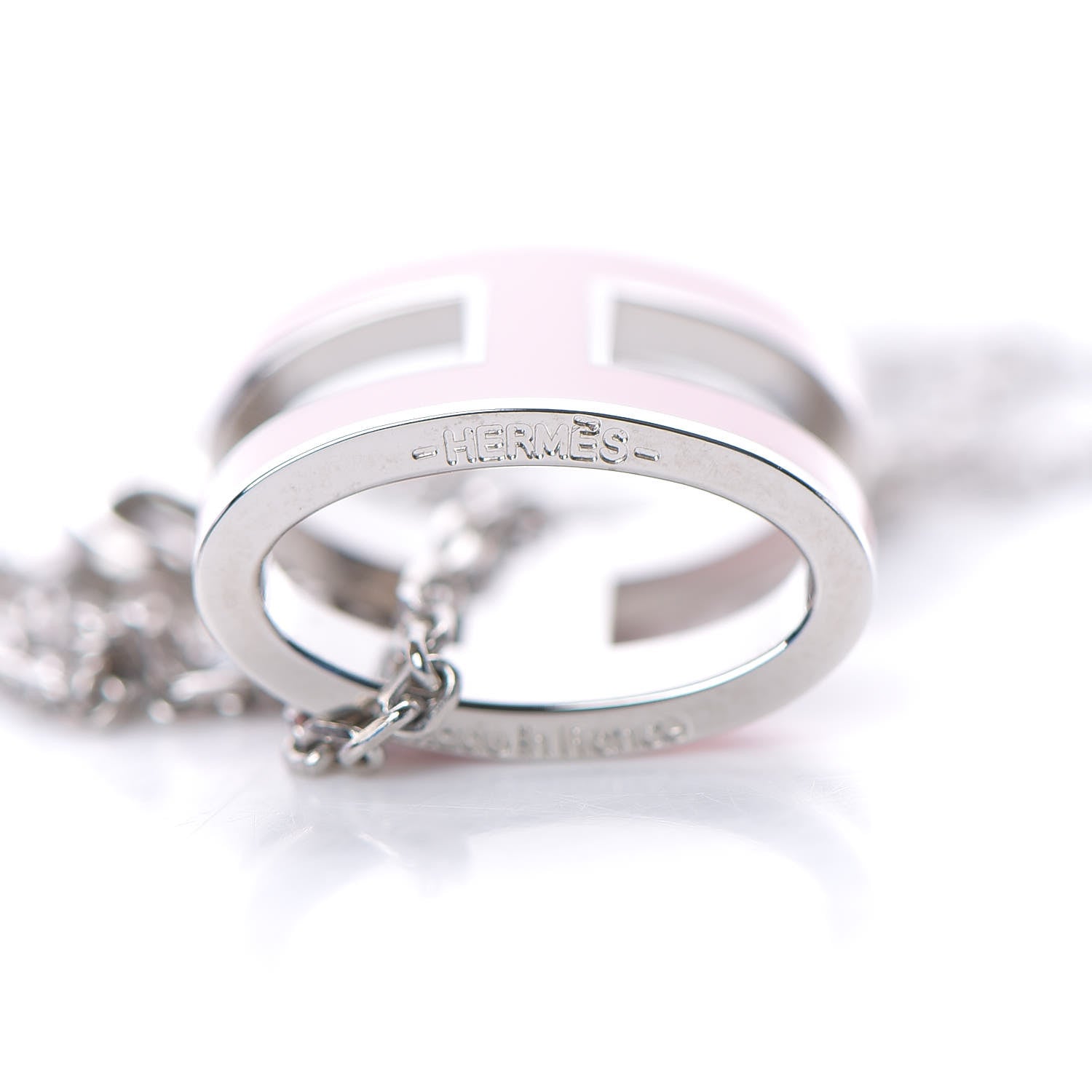 Hermes Lacquered Palladium Pop H Pendant Necklace Rose Dragee 3 of 6