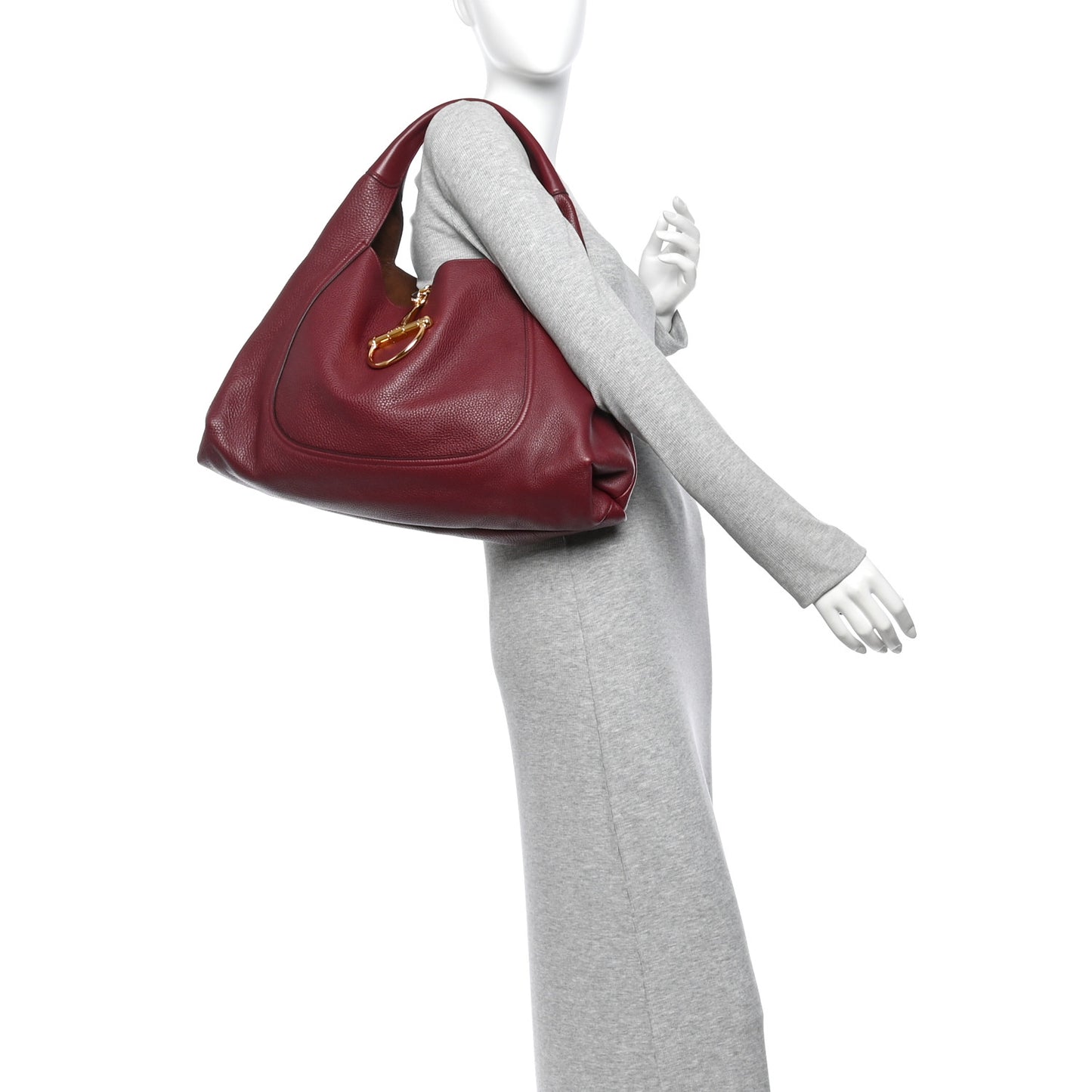 Grained Calfskin Softbit Maxi Shoulder Bag Rosso Ancora Red