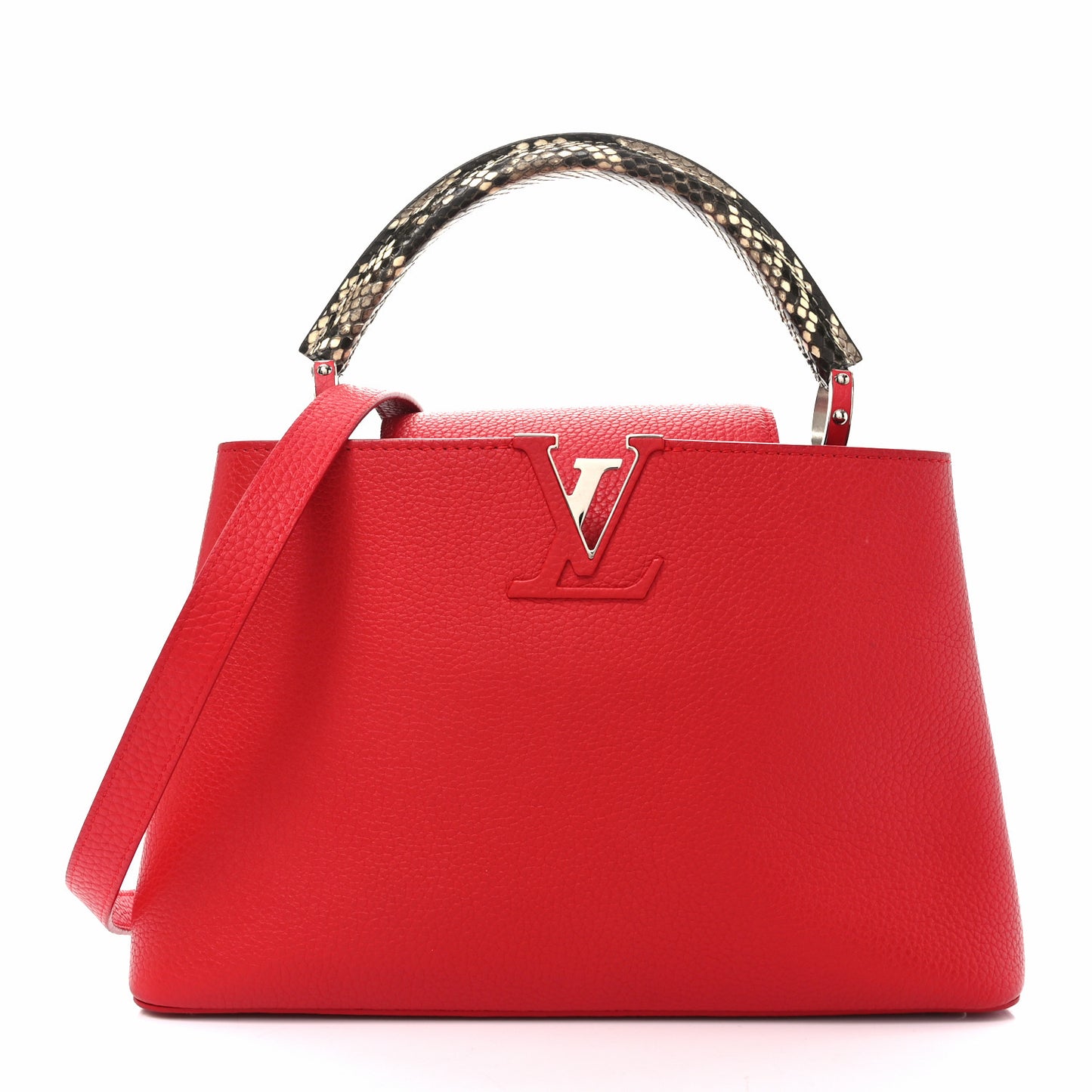 Taurillon Snakeskin Capucines PM Rubis