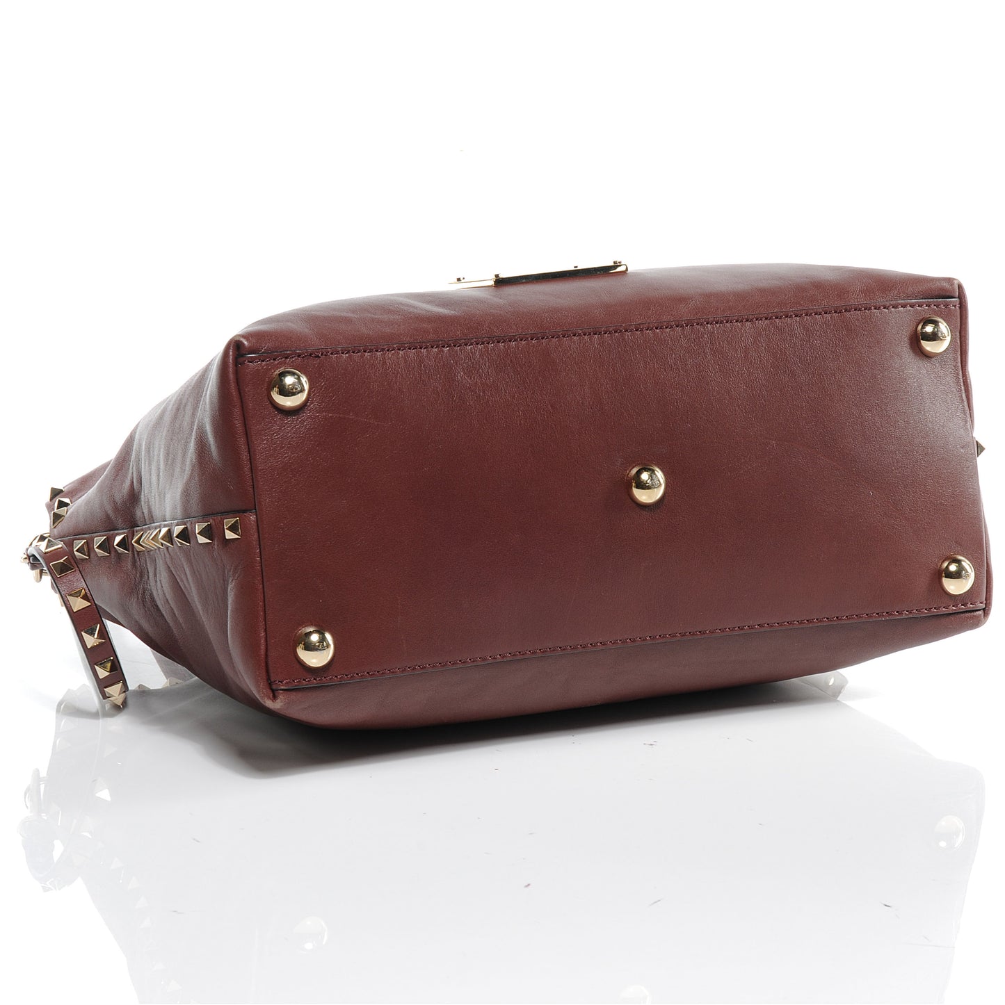 Leather Rockstud Dome Satchel Prun