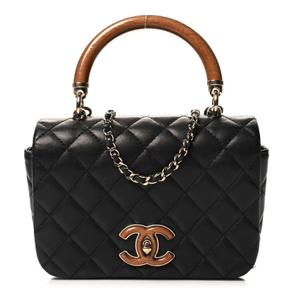 Chanel Lambskin Quilted Wood Mini Coco Handle Flap Black 1 of 10