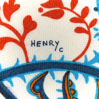 Hermes Cashmere Silk Jardins De Soie Shawl 140 Orange Cobalt Blanc 6 of 6