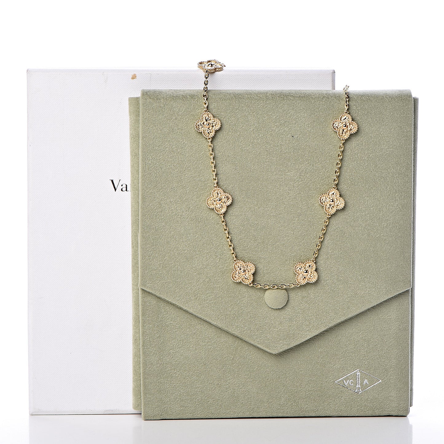 18K Yellow Gold 10 Motifs Vintage Alhambra Necklace