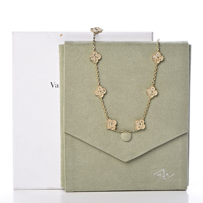 Van Cleef & Arpels 18K Yellow Gold 10 Motifs Vintage Alhambra Necklace 6 of 6