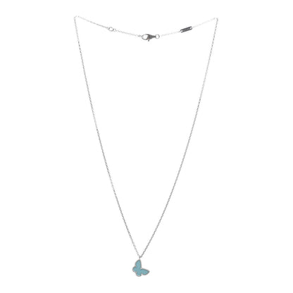 Van Cleef & Arpels 18K White Gold Turquoise Sweet Alhambra Butterfly Pendant Necklace 3 of 4