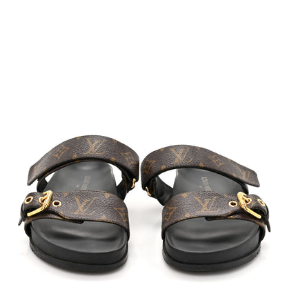 Louis Vuitton Monogram Bom Dia Mule Sandals 38 Black 3 of 14