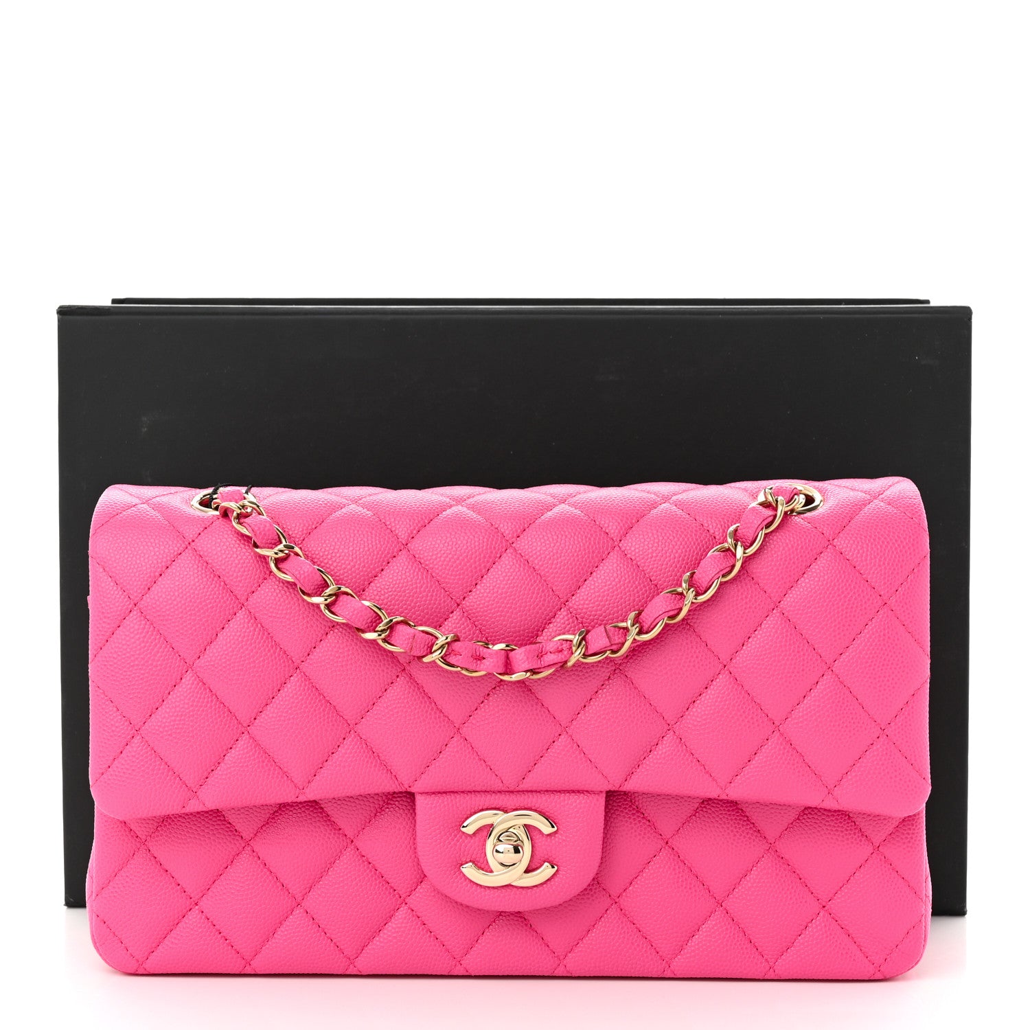 Chanel Caviar Quilted Medium Double Flap Dark Pink 11 of 11