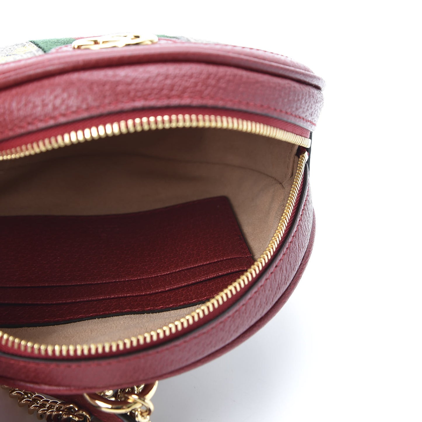 GG Supreme Monogram Web Flora Mini Ophidia Round Backpack Red