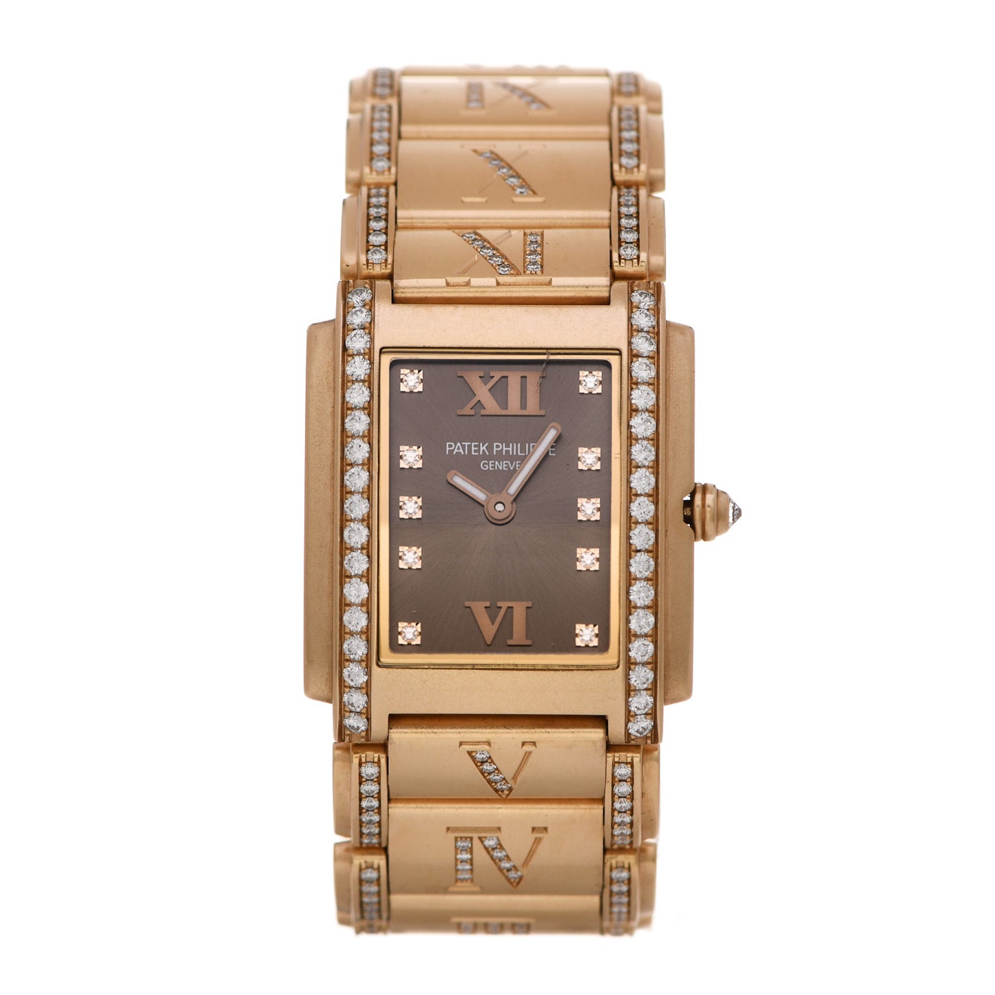 18K Rose Gold Diamond 25mm Twenty-4 Quartz Watch Chocolate 4910/40R-010