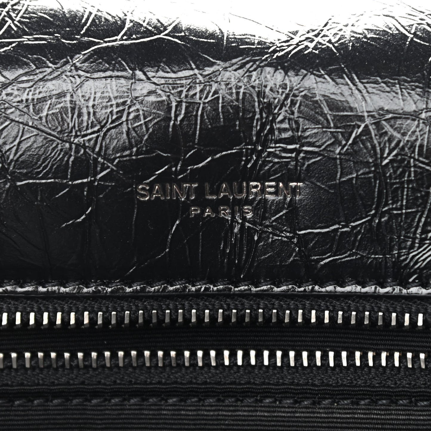 Crinkled Calfskin Matelasse Monogram Large Niki Chain Satchel Black
