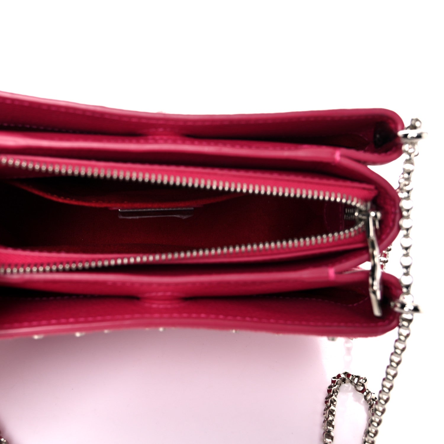 Christian Louboutin Calfskin Small Triloubi Embroidered Studded Chain Bag Pink 5 of 13