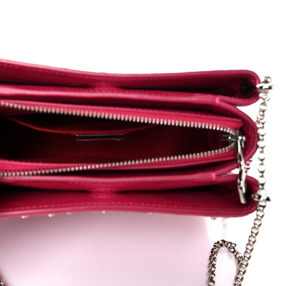 Christian Louboutin Calfskin Small Triloubi Embroidered Studded Chain Bag Pink 5 of 13