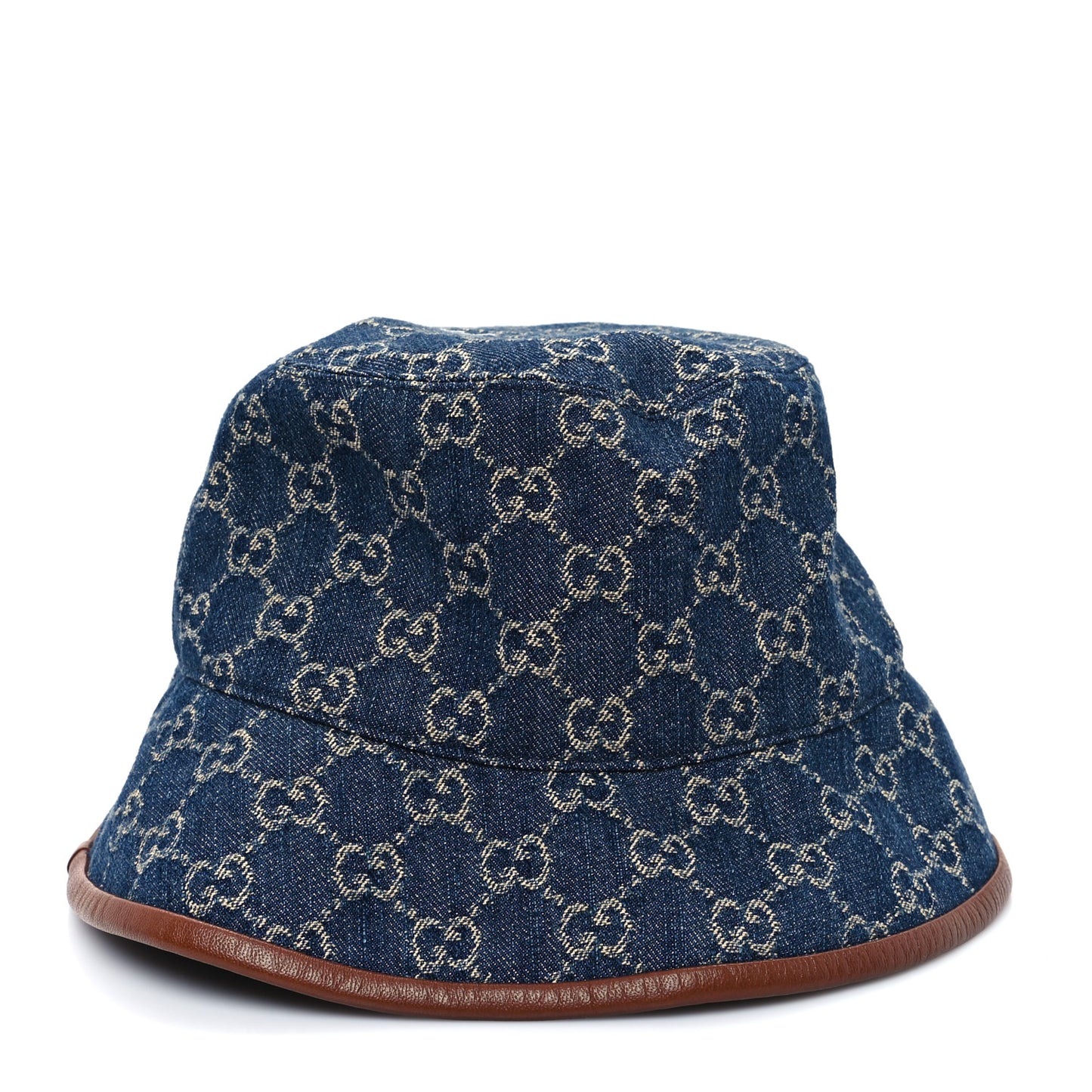 Washed Jacquard Denim Nappa GG Monogram Oscar Bucket Hat M Denim Cuir