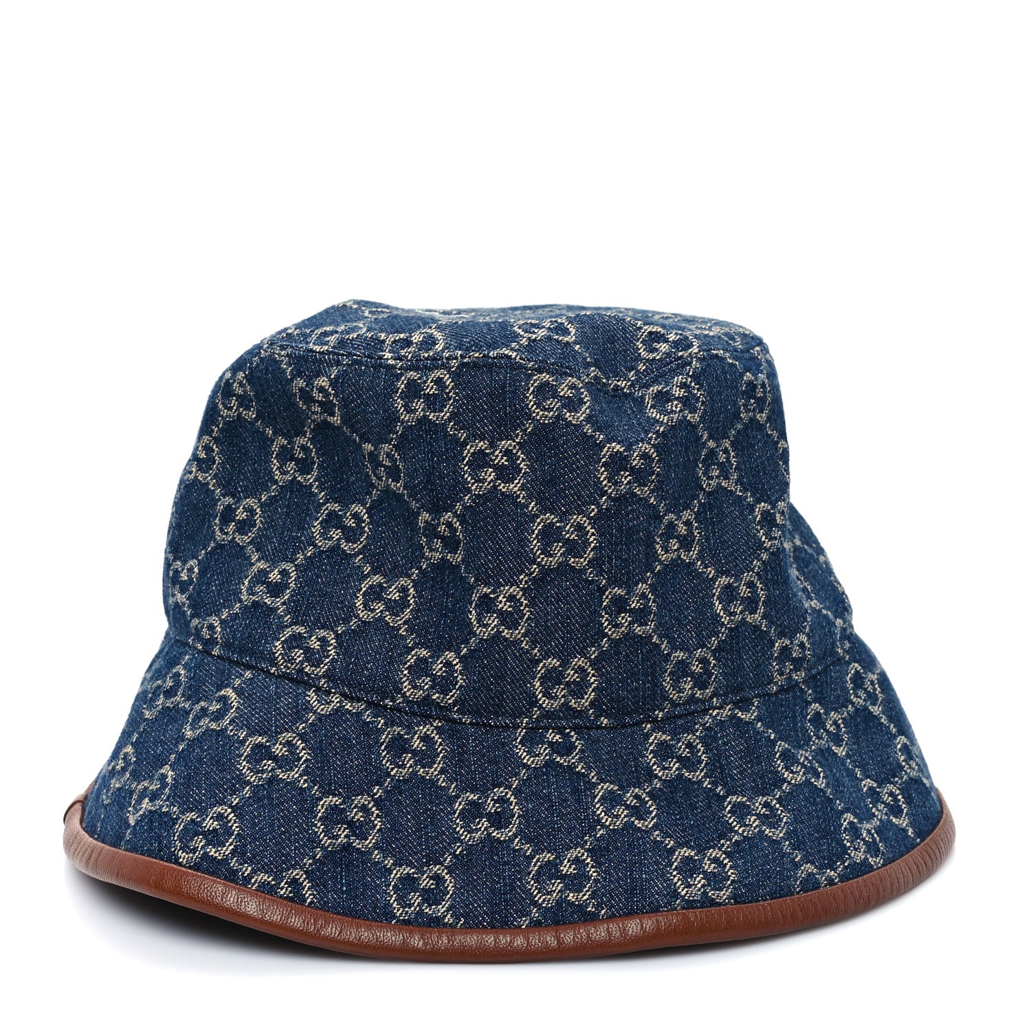Gucci Washed Jacquard Denim Nappa GG Monogram Oscar Bucket Hat M Denim Cuir 4 of 10