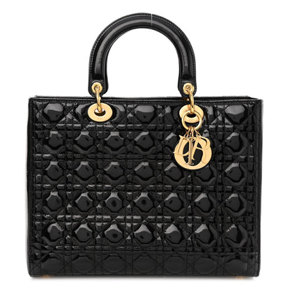 Christian Dior Patent Cannage Large Lady Dior Black 1 of 10