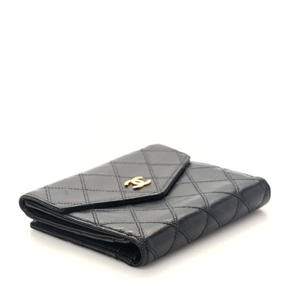 Chanel Calfskin Diamond Stitched Compact Wallet Black 4 of 12
