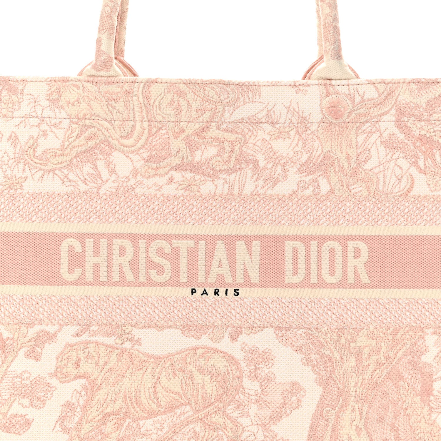 Christian Dior Canvas Embroidered Medium Dioriviera Toile De Jouy Book Tote Rose 8 of 13