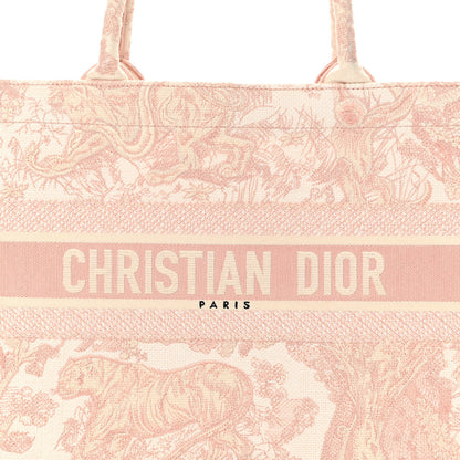 Christian Dior Canvas Embroidered Medium Dioriviera Toile De Jouy Book Tote Rose 8 of 13