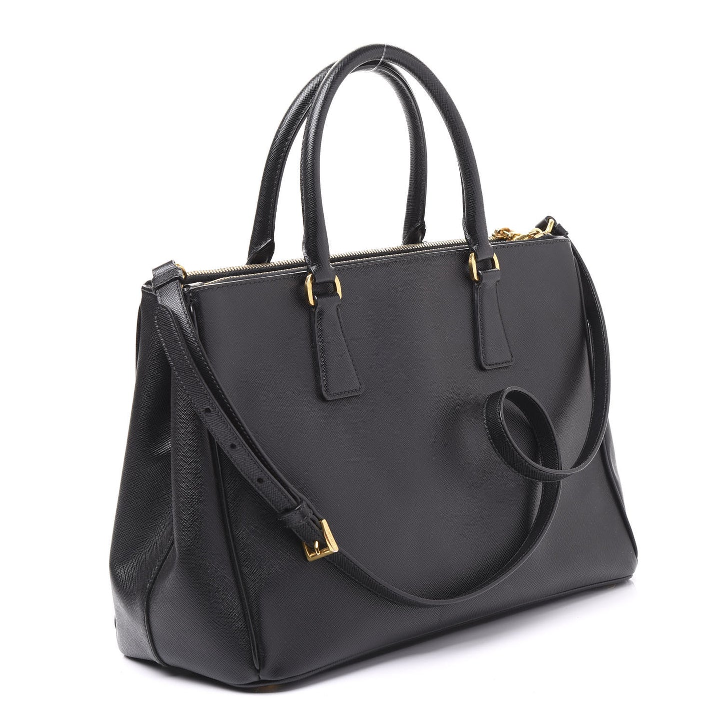 Saffiano Medium Galleria Double Zip Tote Black