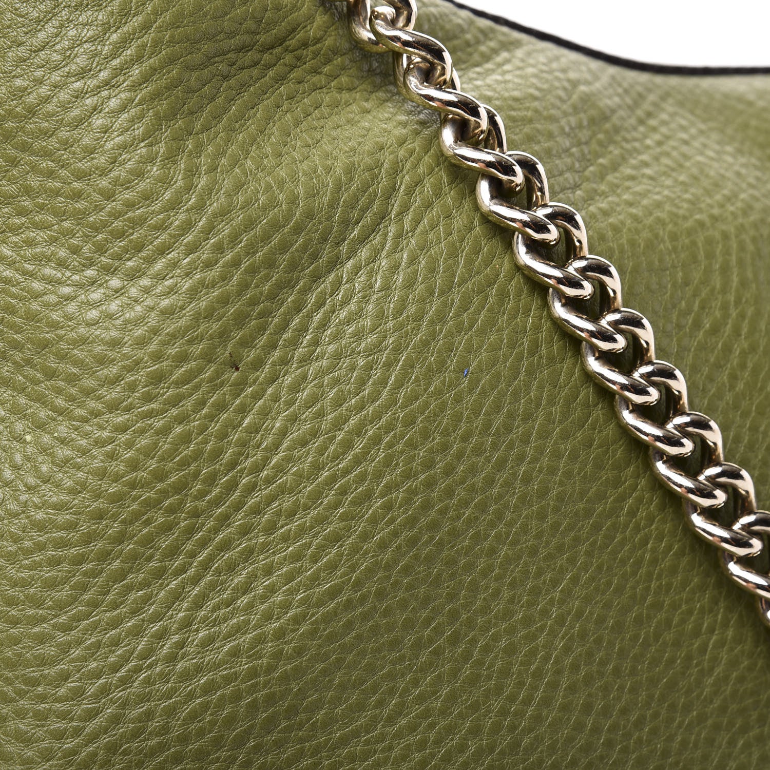 Gucci Pebbled Calfskin Medium Soho Chain Hobo Green 10 of 12