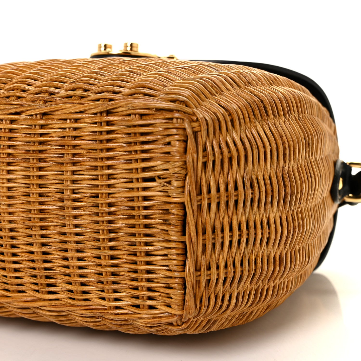 Miu Miu City Calfskin Wicker Midollino Bag Black 6 of 10