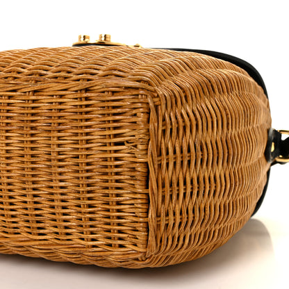 Miu Miu City Calfskin Wicker Midollino Bag Black 6 of 10