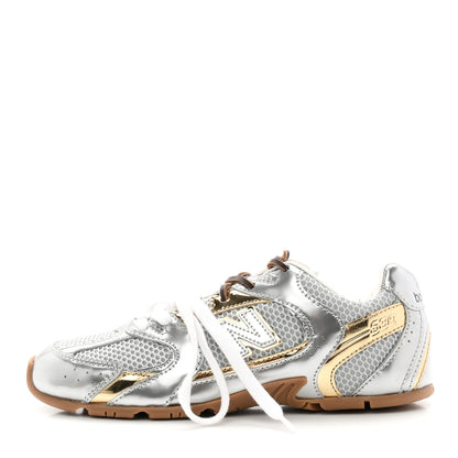 Miu Miu X NEW BALANCE Metallic Calfskin Mesh 530 SL Sneakers 36 Argento Platino 1 of 10