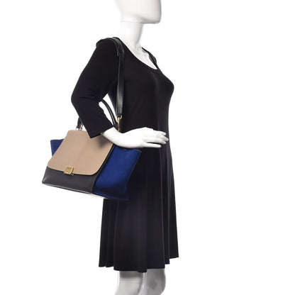 Celine Velluto Calfskin Nubuck Medium Tri-Color Trapeze Dune 2 of 10