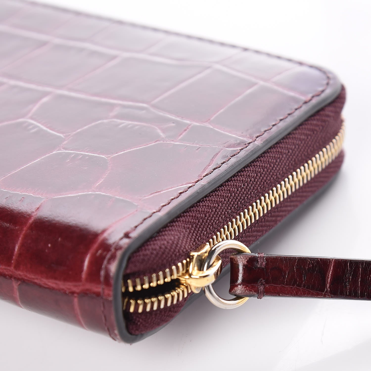 Mulberry Crocodile Embossed Zip Around Wallet Burgundy 12 of 12