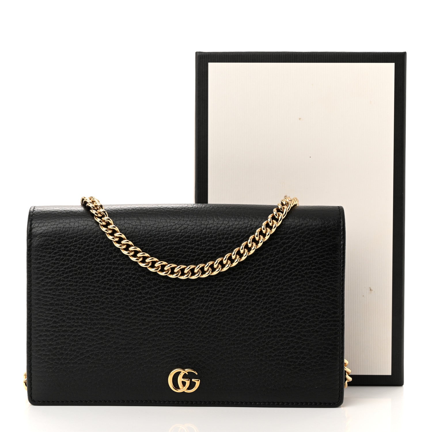 Gucci Calfskin Mini GG Marmont Chain Wallet Black 10 of 10
