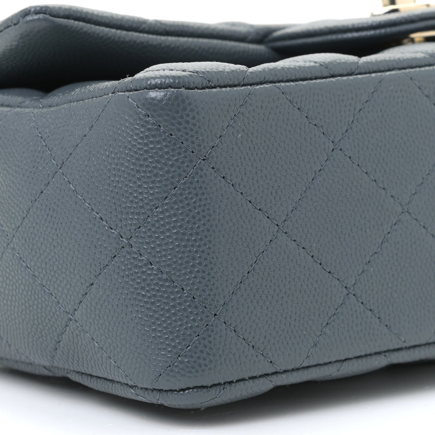 Caviar Quilted Mini Rectangular Flap Dark Grey