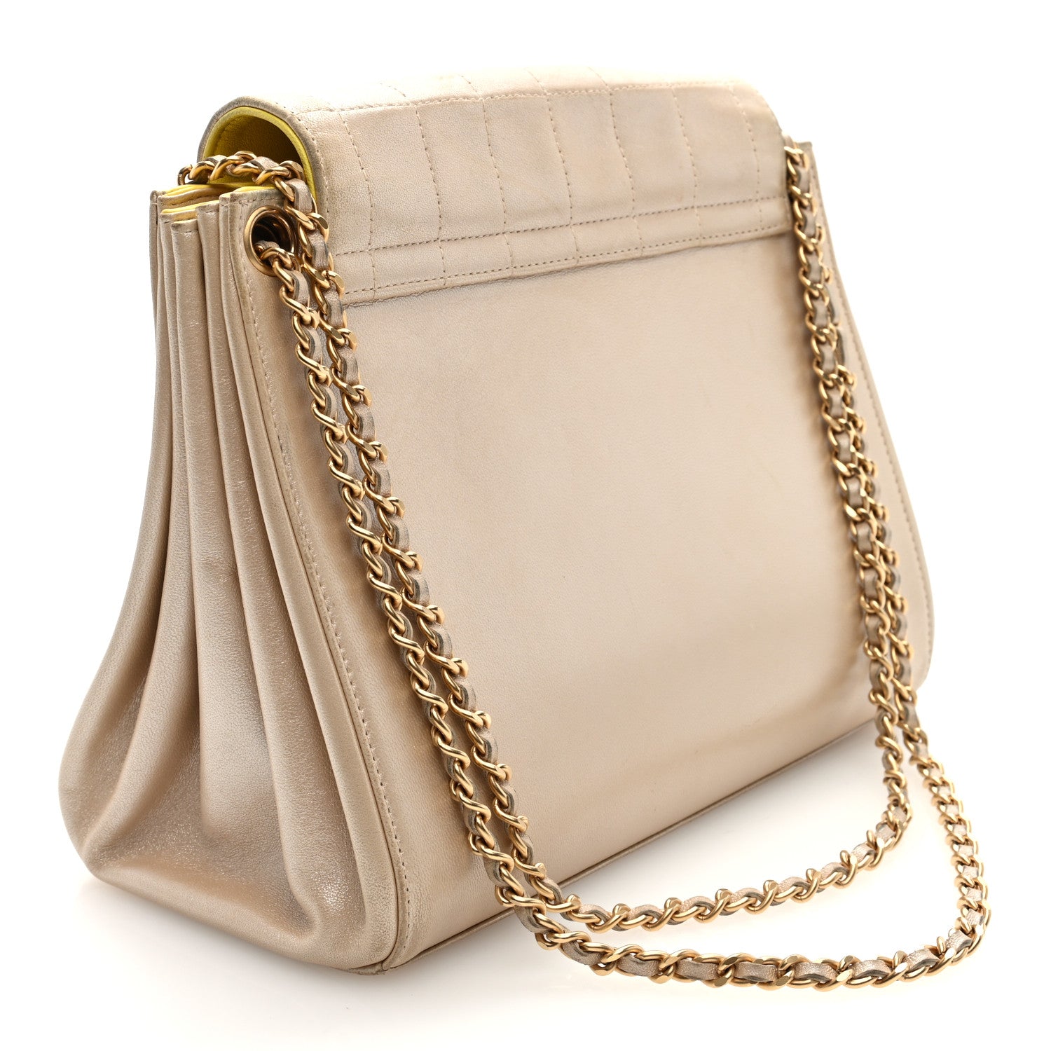 Chanel Metallic Lambskin Chocolate Bar Accordion Mademoiselle Flap Gold 3 of 10