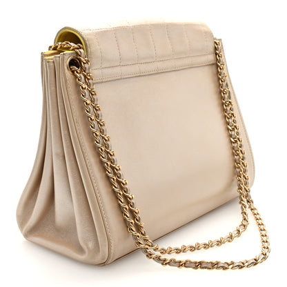 Chanel Metallic Lambskin Chocolate Bar Accordion Mademoiselle Flap Gold 3 of 10