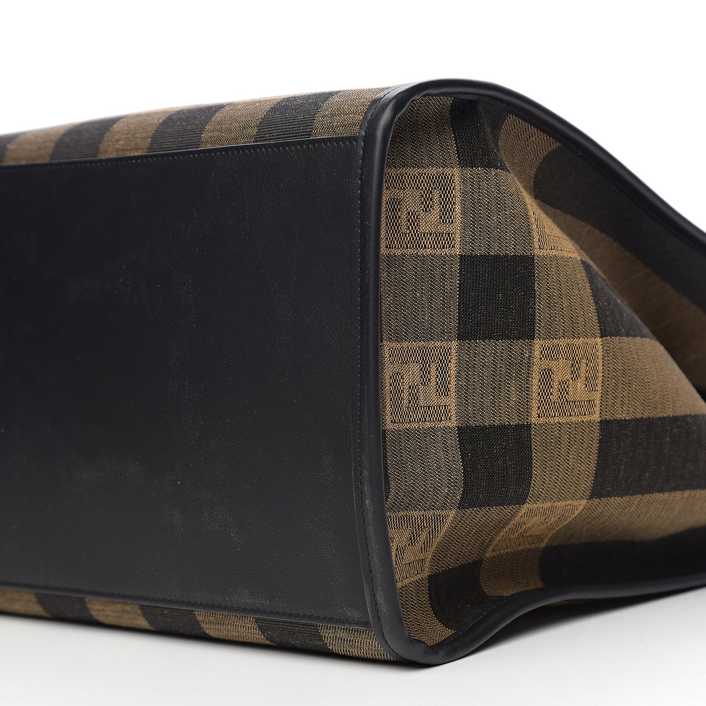Fabric Jacquard Vitello Seta Plexiglass Pequin Gingham Large Fendi Sunshine Shopper Tote Tobacco Moro Black