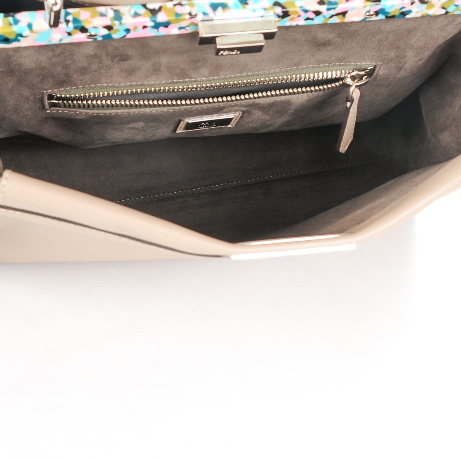Fendi Vitello Seta Plexiglass Granite Large Peekaboo Iconic Satchel Tortora 5 of 7