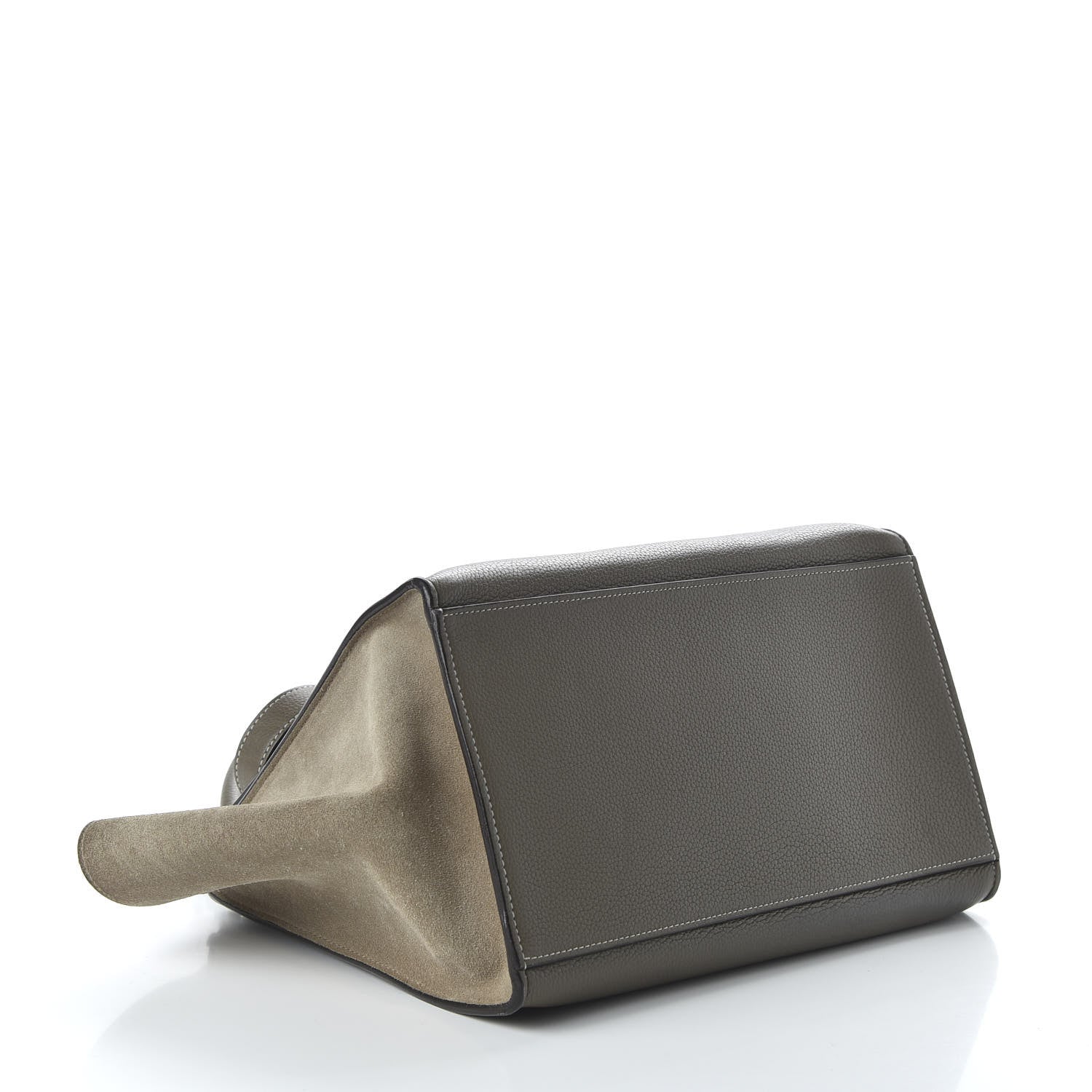 Celine Drummed Calfskin Suede Medium Trapeze Souris 5 of 10