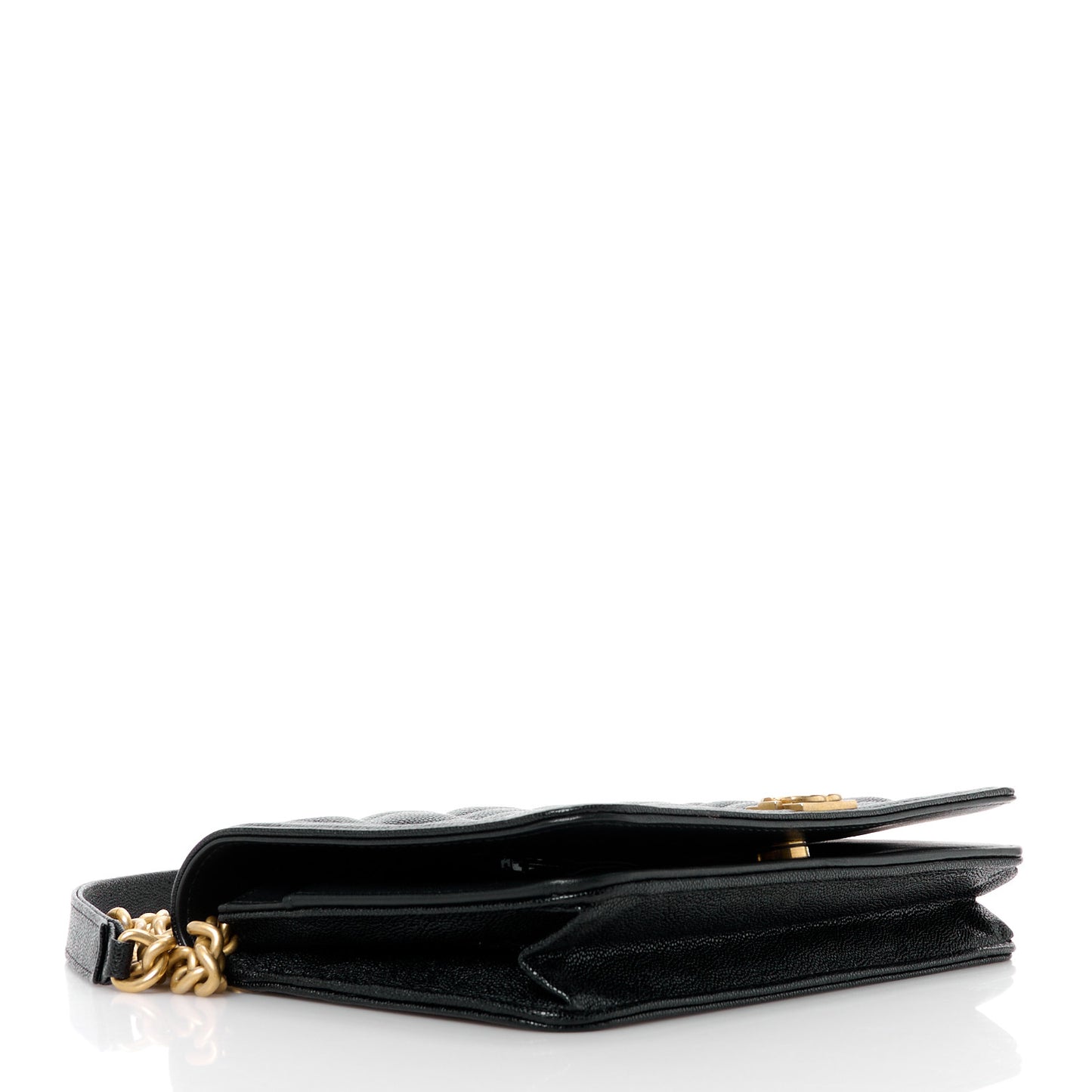 Caviar Quilted Boy Wallet On Chain WOC Black
