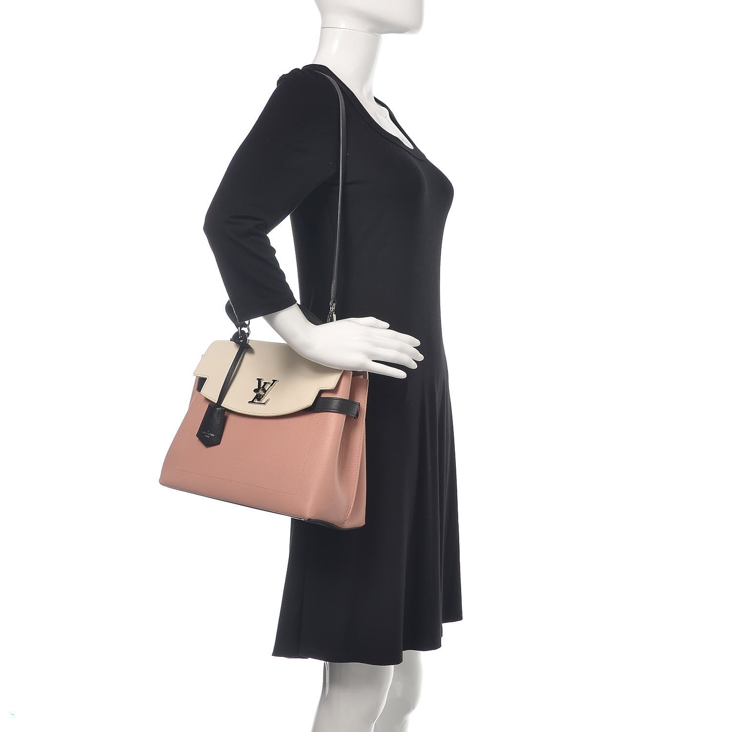 Louis Vuitton Soft Calfskin Lockme Ever Rose Ballet White Maito Black 2 of 12